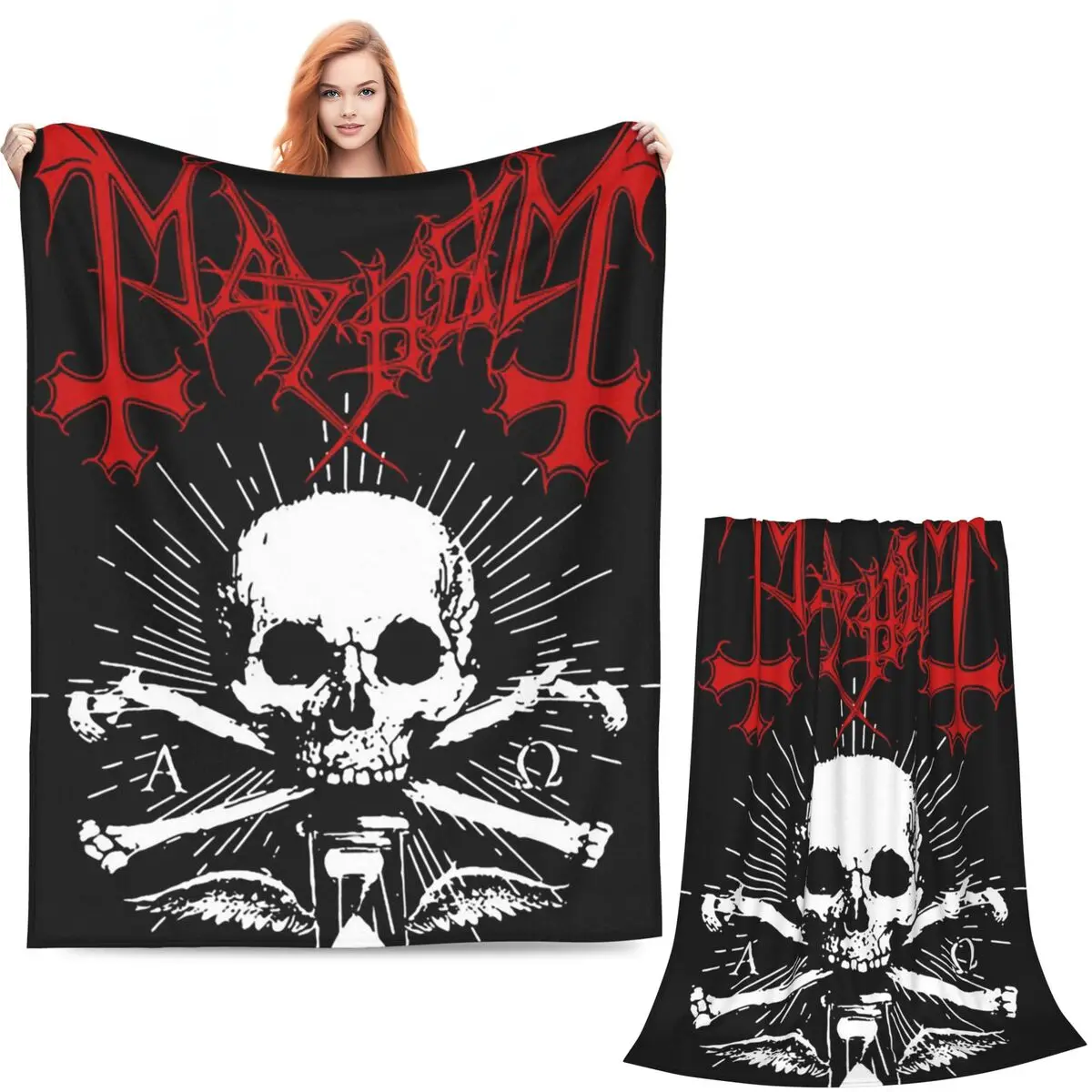 Mayhem Music Band Essential Blankets Soft Warm Flannel Throw Blanket Cover for Bed Living room Picnic Travel Home Couch