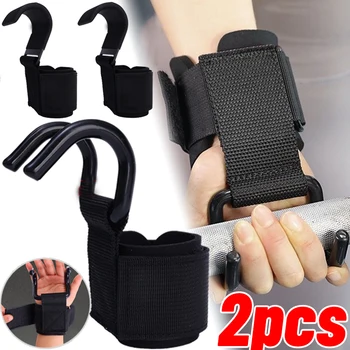 Weight Lifting Hook Grips with Wrist Wraps Hand-Bar Wrist Strap Gym Fitness Hook Weight Strap Pull-Ups Power Lifting Gloves