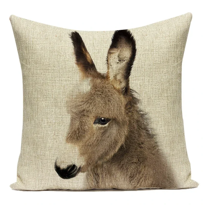 Cartoon Animal Pattern Cushion Cover Home Decor Custom Pillow Cover Cute Rabbit Deer Pig Sofa Car Outdoor Throw Pillowcase