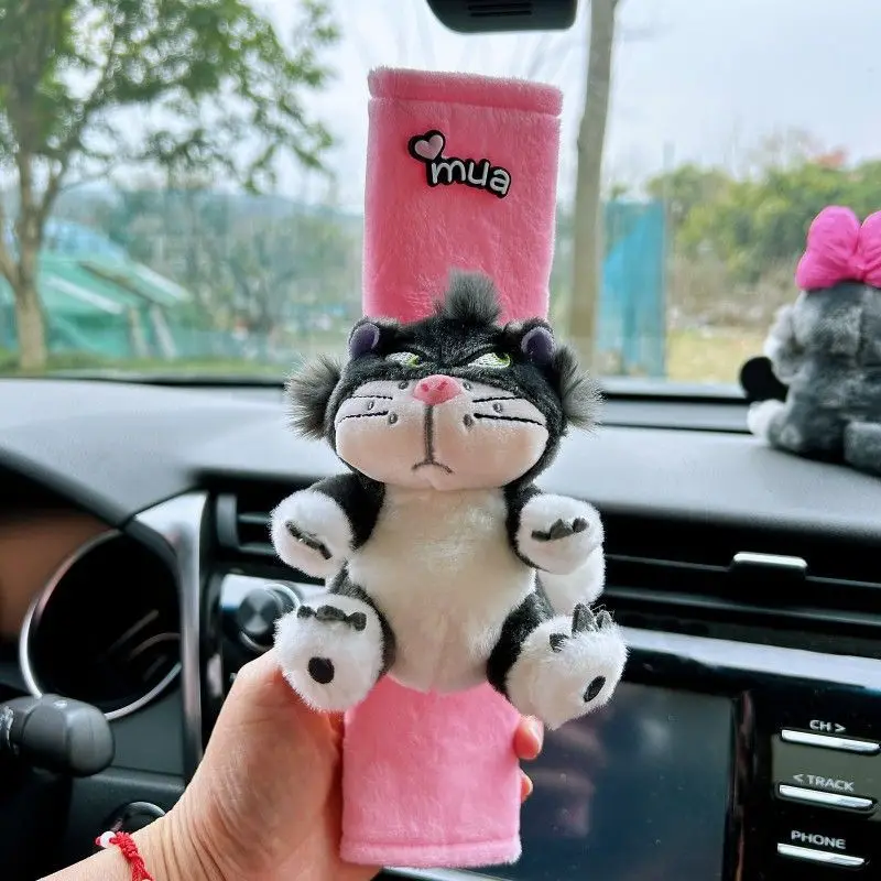 Cat Car Seat Belt Shoulder Cover Cute Universal Car Cartoon Lucy Kitten Car Interior Decoration Safety Belt Car Accessories