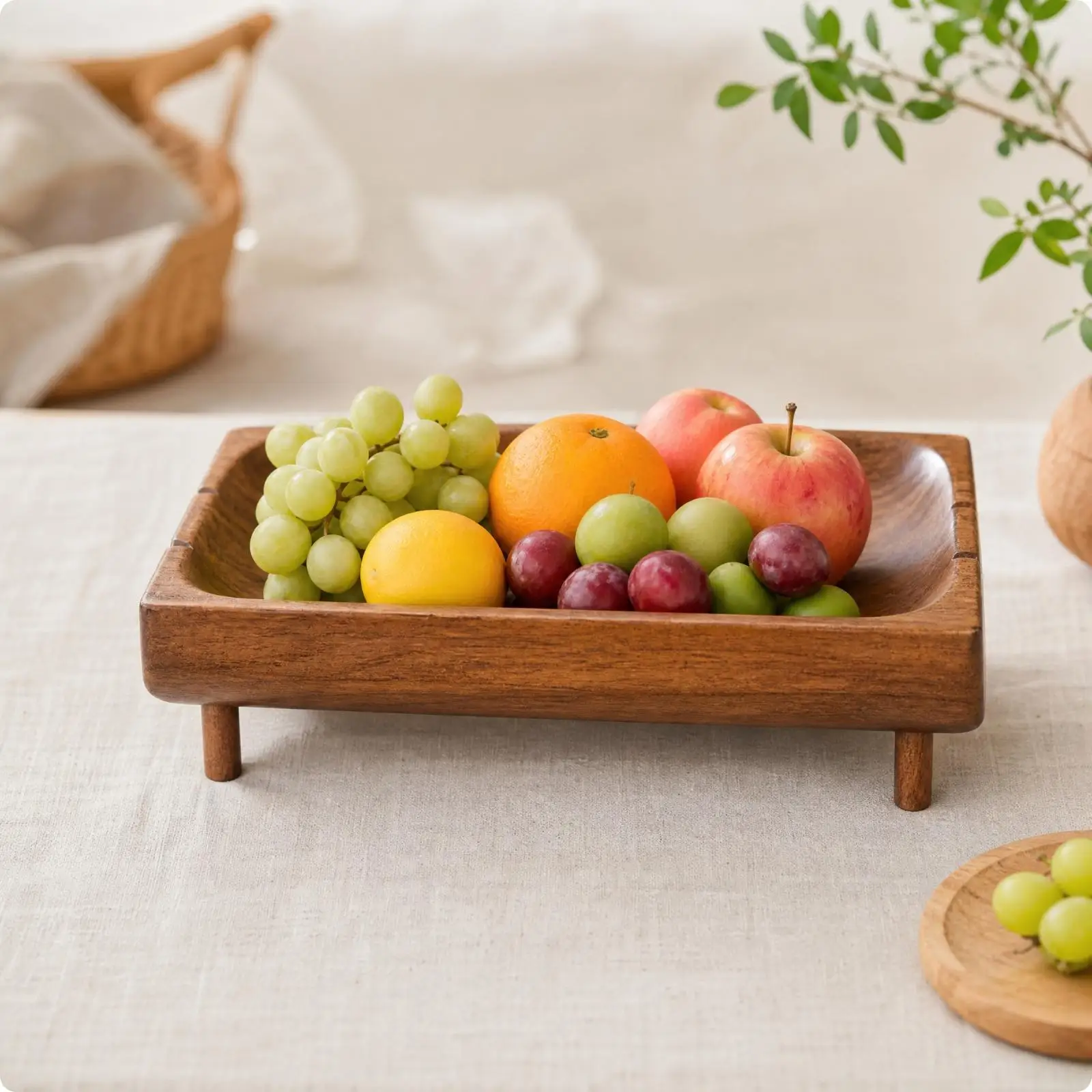 Durable Wood Tray with Raised Rim for Serving Appetizers and Desserts at Family Gatherings Home Decor