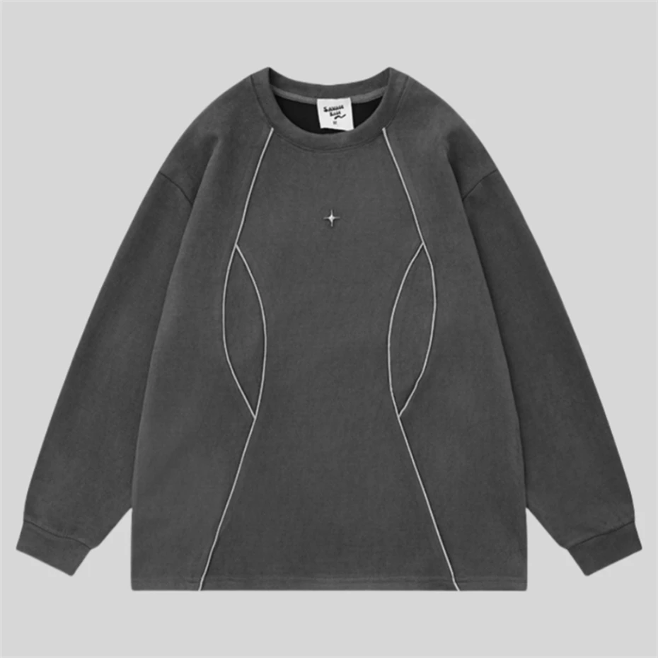 Hip Hop Suede Mens Sweatshirts Hoodies Streetwear Reflective Article Pullover Winter Harajuku Cotton Casual Sweatshirt Black