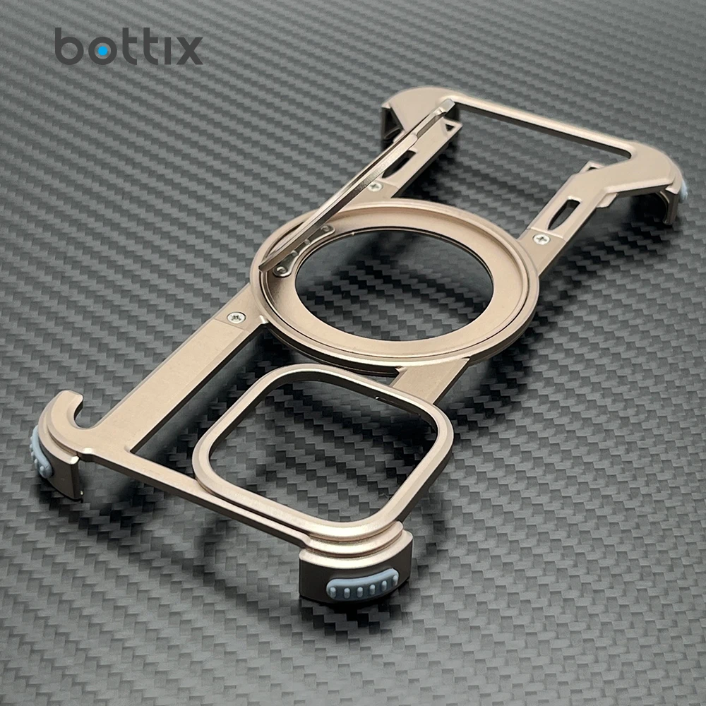 

Легкий металлический чехол bottix для iphone 16 Pro Max Cover 15 Pro 14, безрамный алюминиевый сплав, встроенное кольцо на 360 градусов + протектор