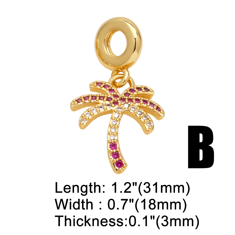 OCESRIO Crystal Candy Bear Pendant for Necklaces Bracelet Copper Gold Plated CZ Palm Tree Jewelry Making Component pdtb488