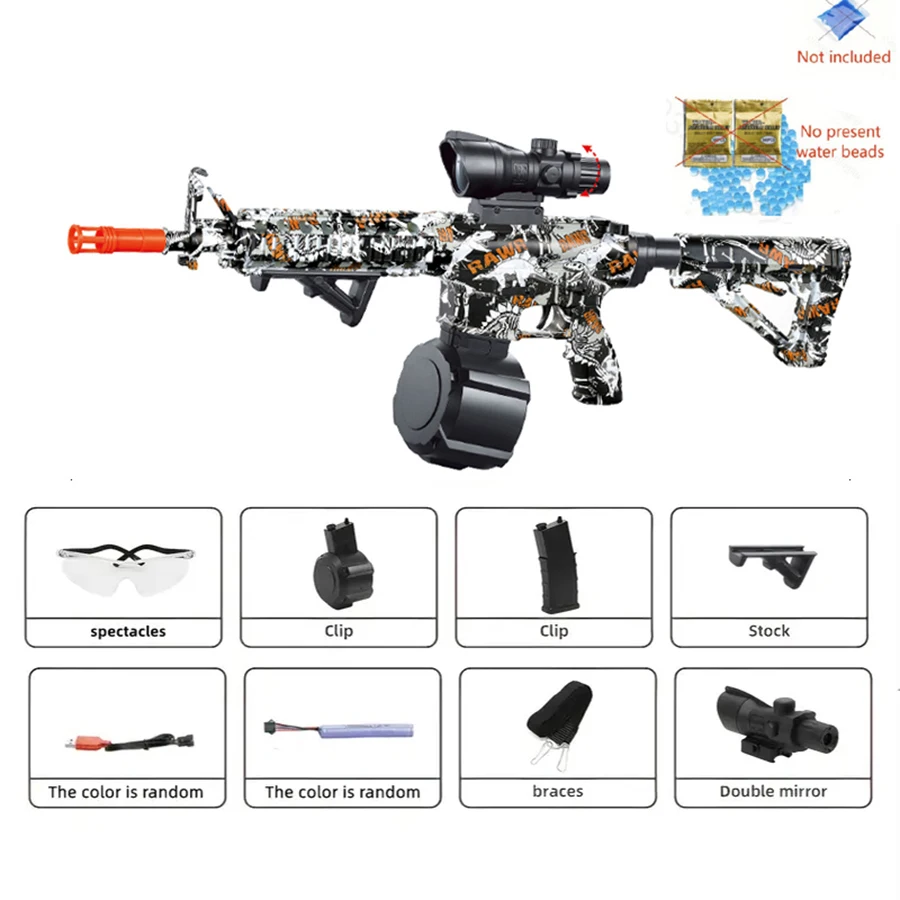 Nowy Produkt M4 Pistolet Zabawka z Baterią Litową 7.4V i Kablem USB do Ładowania, Możliwość Wysyłania, Korpus Pistoletu na Kulki Żelowe, Odłączany, Model Gry dla Chłopców