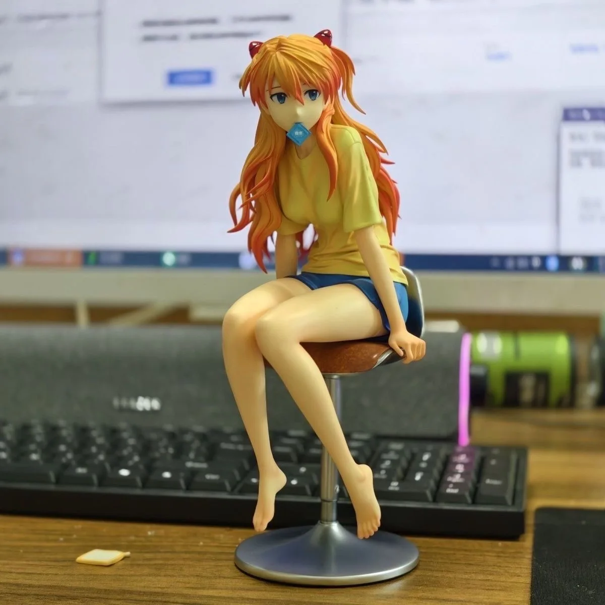 2025 جديد 25 سنتيمتر أنيمي إيفا أسوكا لانغلي سوريو Q الجلوس الموقف Kawaii منضدية الزينة عمل أرقام دمية لعبة مجسمة هدية #4