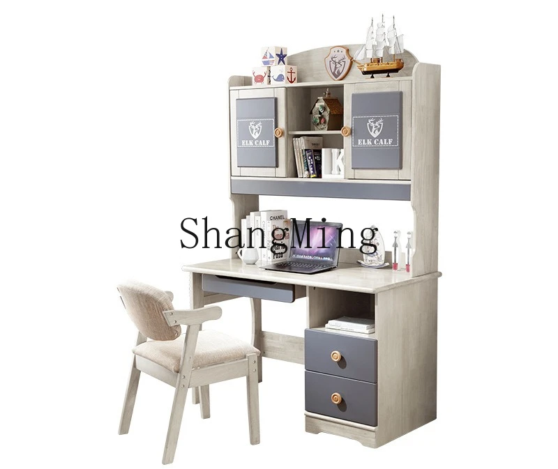 CL  simple all-solid wood desk bookcase integrated writing learning computer desk learning storage