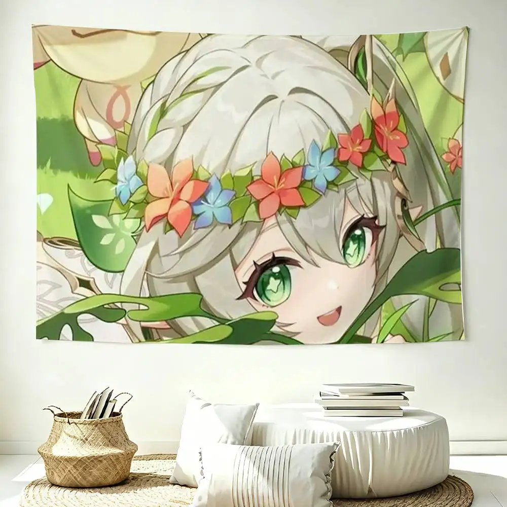 Dendro Archon N-Nahida Genshin Flags Wall Hanging Background Art Banner for Bedroom Home Outdoor