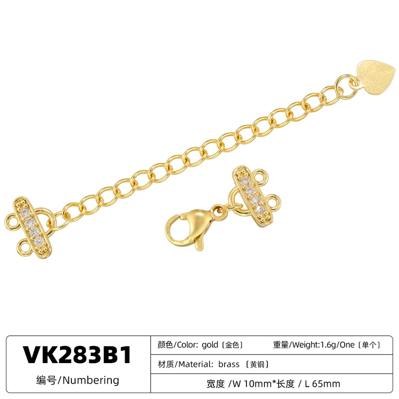 ZHUKOU New Styles Of Jewellery Clasp 18K Golden-plated Inlaid CZ Stone Handmade Jewelry Lobster Clasp Accessorie:VK283-VK285