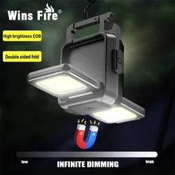 Mini LED Flashlight Keychain Light Double COB Lights USB Rechargeable Work Lights Fishing Lanterna with Magnet Built-in Battery