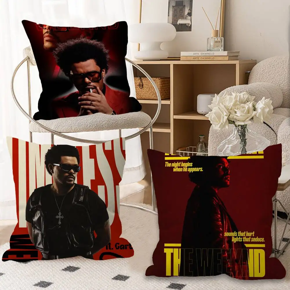 Pop Singer T-The W-Weeknd Pillow Covers Cartoon Sofa Decorative Home Double-sided Printing Short Plush Cute Cushion Cover