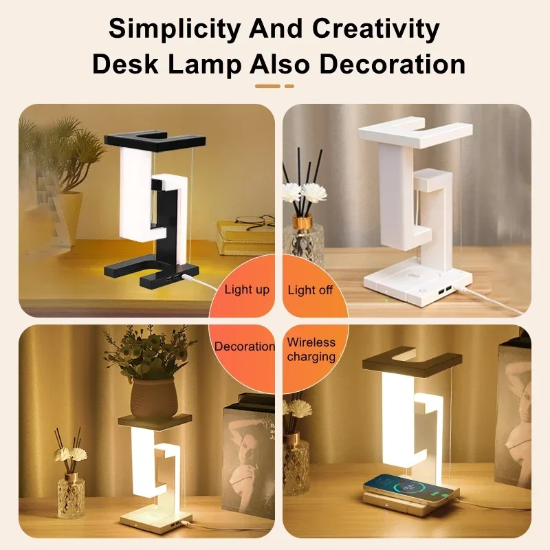 Novelty floating lamp with 4W  detachable wireless charger decorative light for bedroom/office