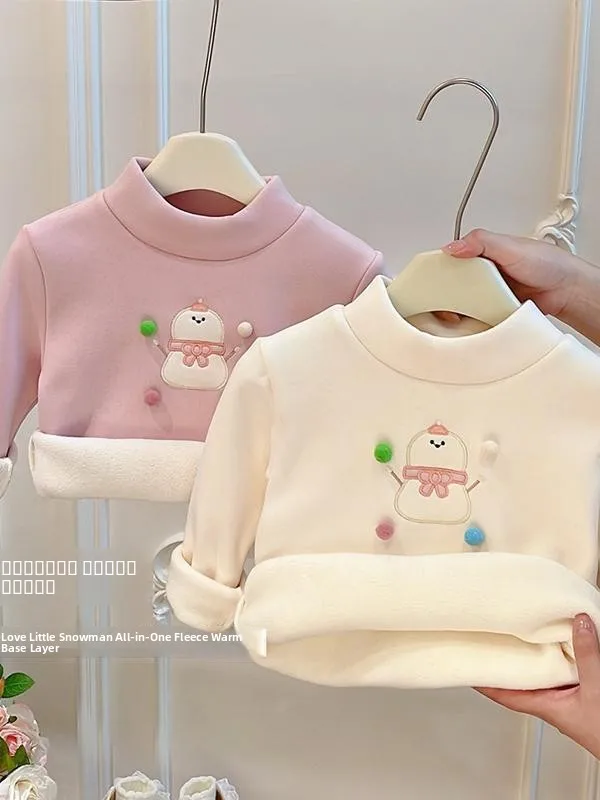 

Утепленная флисовая детская толстовка с длинным рукавом для девочек, повседневная теплая зимняя одежда, новинка 2025 года, комфортный базовый слой