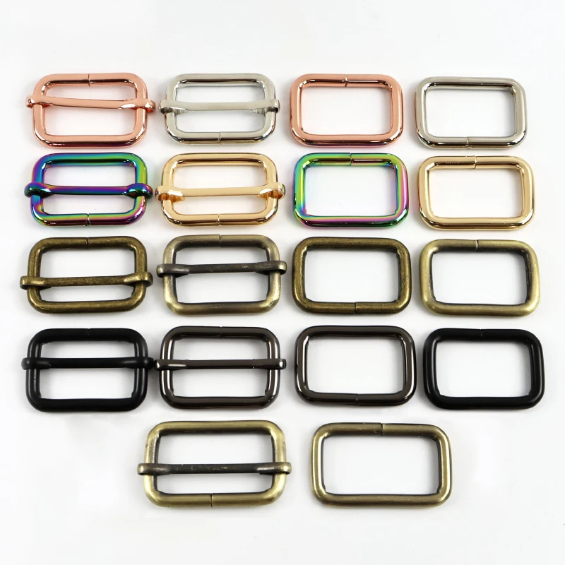 5/10Pcs 16-50mm Metal Buckles for Bag Strap Slides Adjuster Carabiner Clip Tri-glide Roller Pin Buckle Dog Collar D Ring Hook
