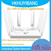 Unlocked SDX55 5G WiFi6 AX3000 Indoor CPE Gigabit Modem 4x4 MIMO Dual Band 5G 4G LTE Broadband Sim Card Wireless Router Y3000