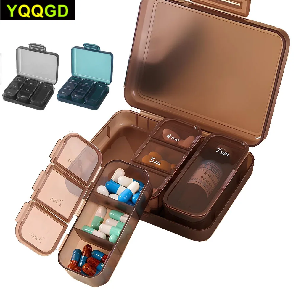 

Weekly Pill Organizer,Pill Box 7 Day,Daily Vitamin Case Large Capacity Compartments,Pill Containers for Medicine Supplements
