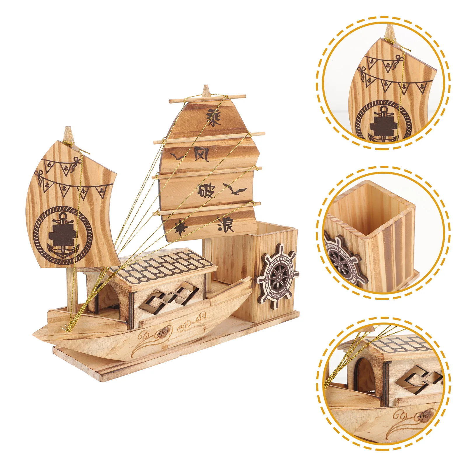 

Pen Holder Sailboat Holders Creative Desktop Pencil for Decor Penholder Storage
