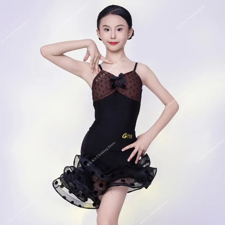 Robe de danse latine Standard Samba Rumba Tango pour filles, Costume de danse Cha Cha Salsa, robes de danse de salle de bal pour enfants