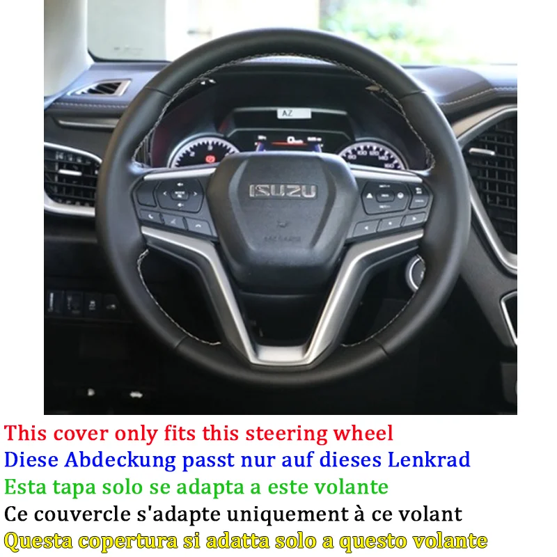 Full Black Leather Car Steering Wheel Cover for Isuzu D-MAX 2021 2022 view 2