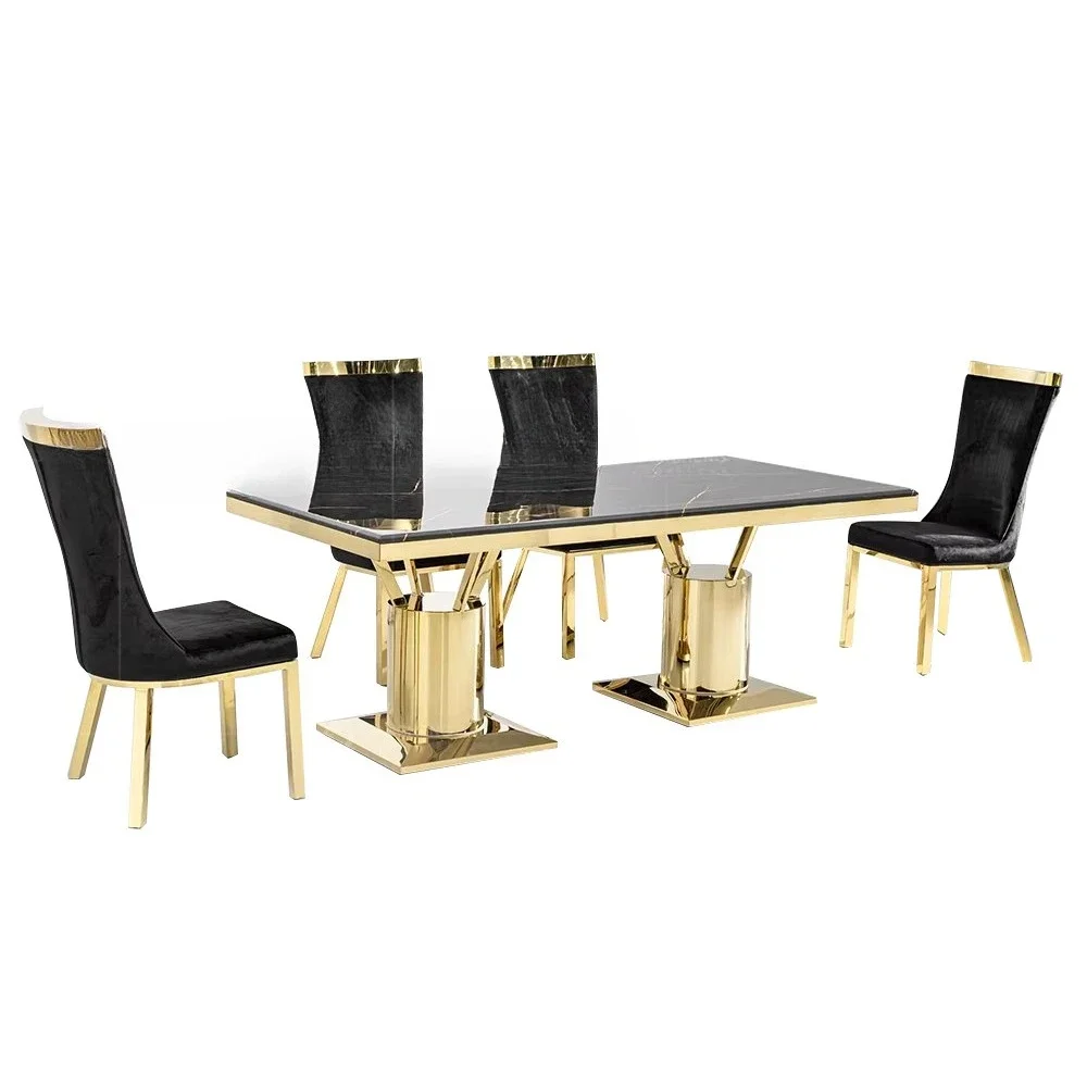 Italian light luxury marble dining table rectangular dining table and chairs modern simple dining table