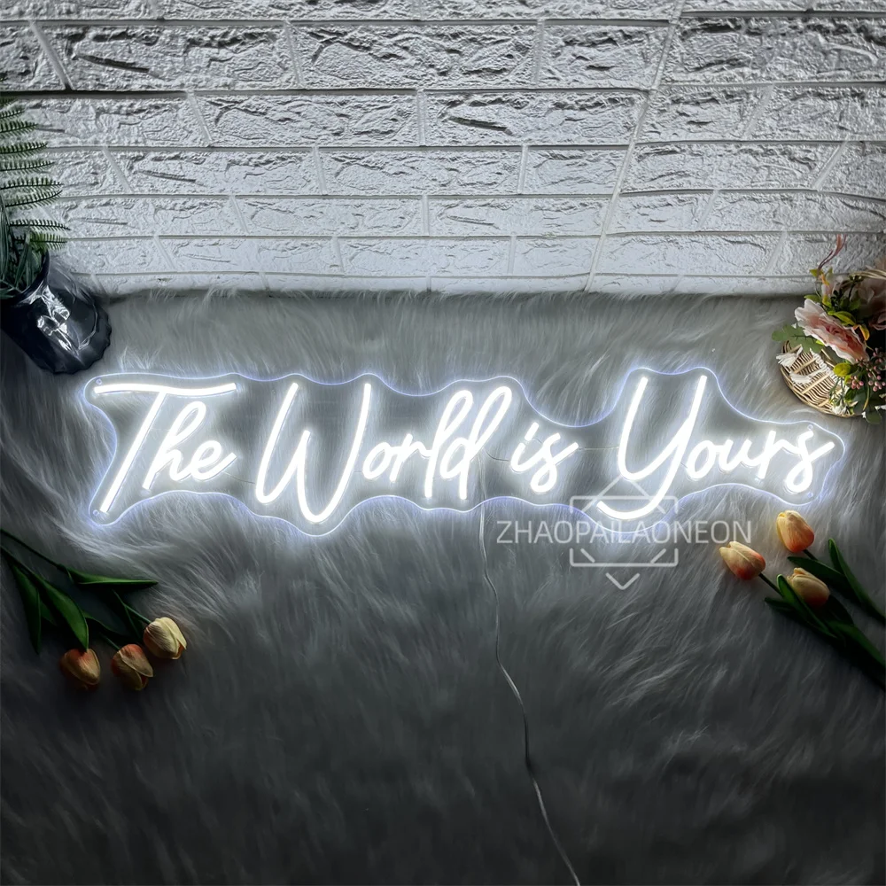 The World Is Yours Neon Led Sign Game Room Decor Wall Hanging Neon Lights Signs Gaming Room Bedroom Decoration Gift Birthday