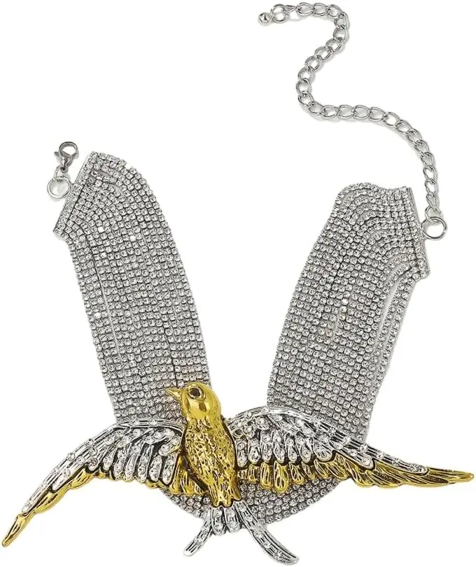 

Exaggerated Bird Swallow Neckchain Multi tierd Full Necklace Vintage Collarbone Chain Accessory Necklace Choker