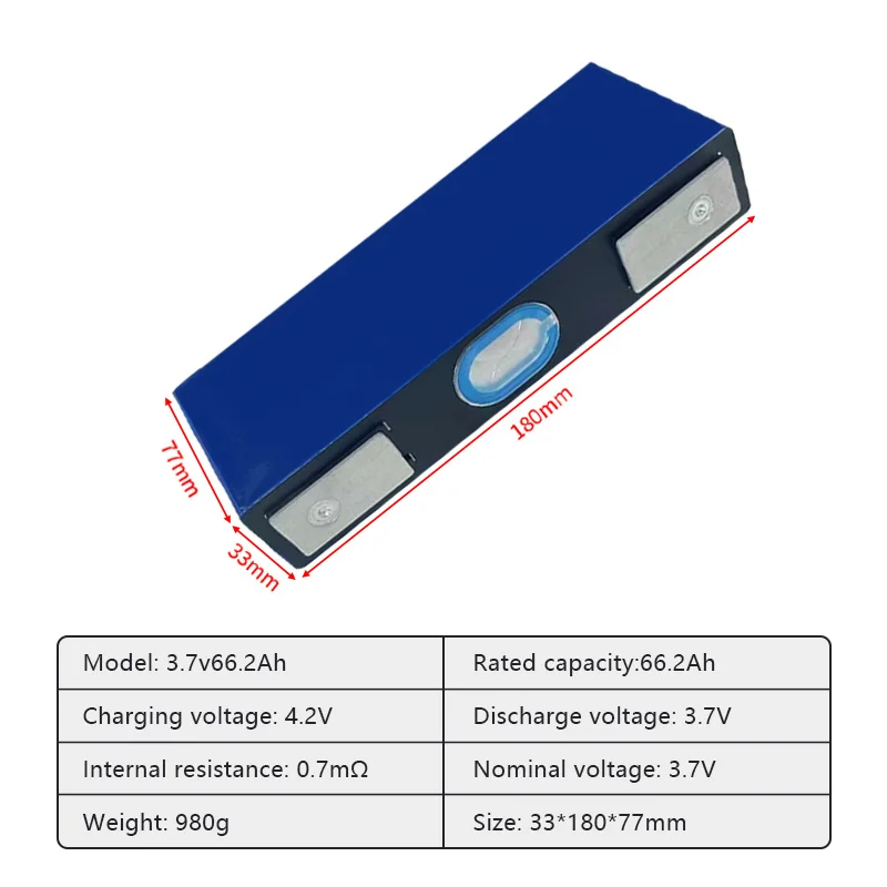 NMC 3.7V 66.2Ah CATL Prismatic Battery Cell 3.65V NCM Lithium Ion Battery Cell
