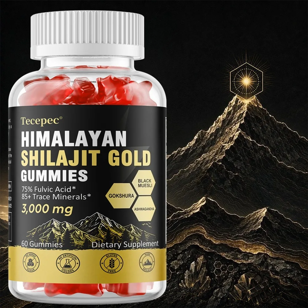 Himalayan Shilajit Gummies with Ashwagandha | 85+ Trace Minerals & 75% Fulvic Acid, Non-GMO Supplement for Men & Women
