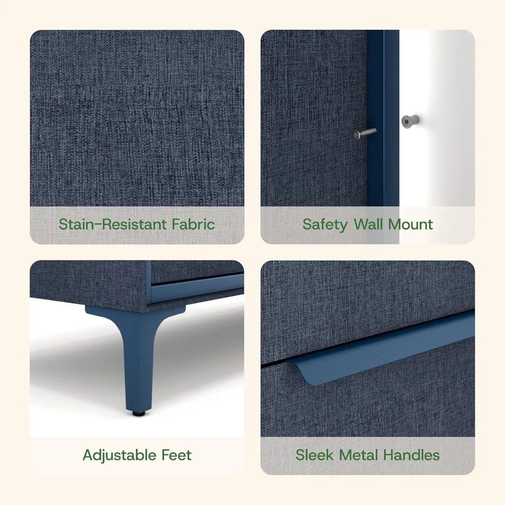 خزانة قماش فاخرة من Naima: إطار معدني قوي، 6 أدراج كبيرة مقاومة للترهل مع مقابض معدنية حديثة - جودة عالية وطويلة #6