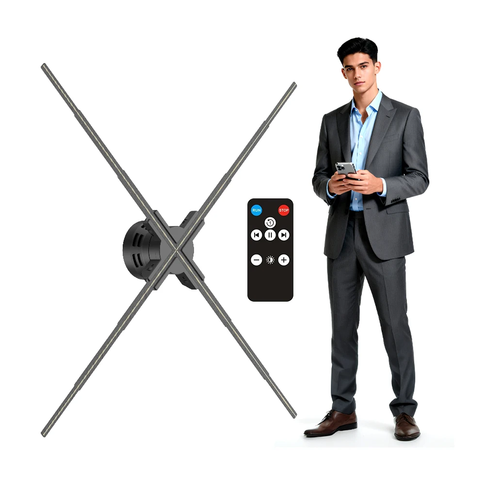 60cm Ultra HD Outdoor & Indoor LED Fan 3D Hologram Display High Resolution   App Control Splicing Remote Control OEM