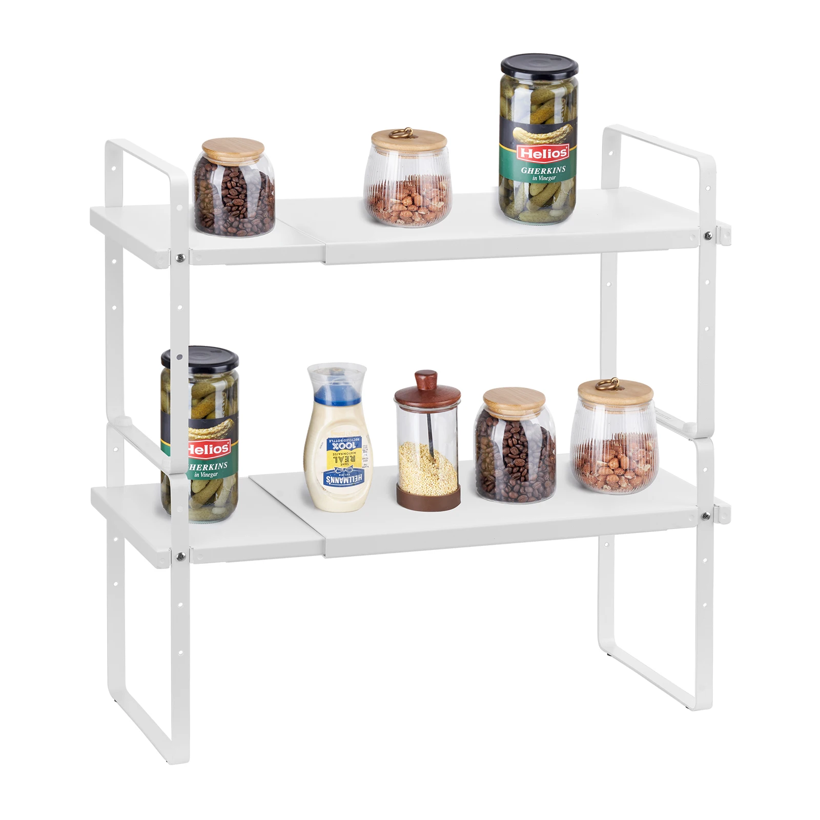 Expandable Two Tier Kitchen Cabinet Shelf Organizer