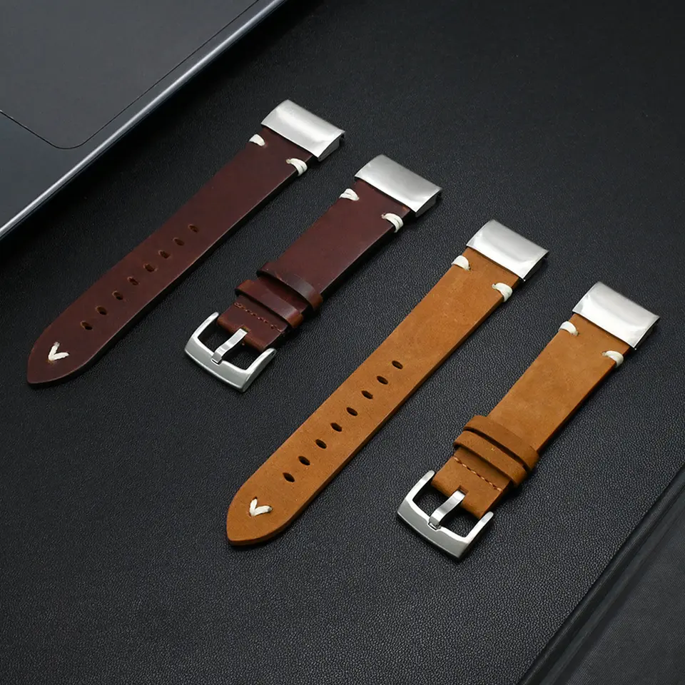 Leather Watch Band, 22mm or 26mm for Garmin Fenix, Epix & Enduro Watches