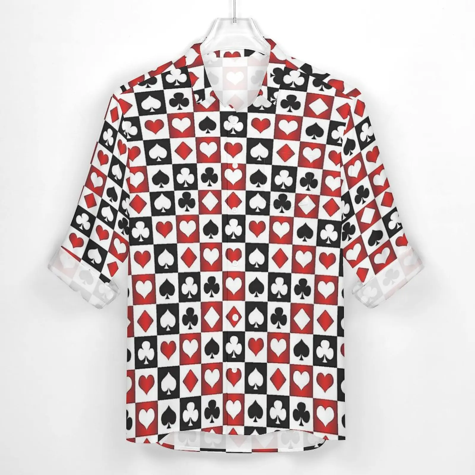 Playing Cards Shirt Male Card Symbols Casual Shirts Spring Funny Graphic Blouses Long Sleeve Fashion Oversized Tops Gift Idea