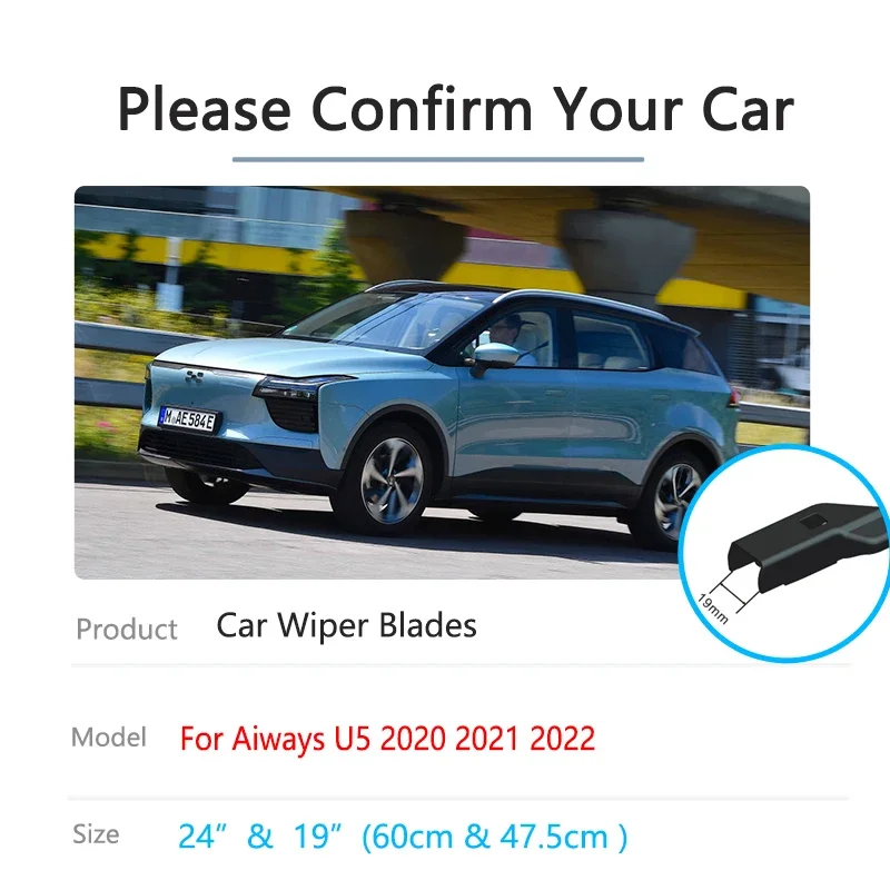 For Aiways U5 2020 2021 2022 Front Winter Wiper Blades Rubber Brushes Cutter Window Windscreen Cleaning Hatchback Car Accessory