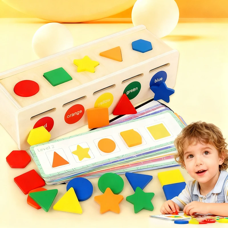 2 في 1 ألعاب مونتيسوري صندوق فرز خشبي على شكل ألوان مع أغطية لمرحلة ما قبل المدرسة التعلم المبكر لعبة تعليمية للأطفال هدية الكريسماس