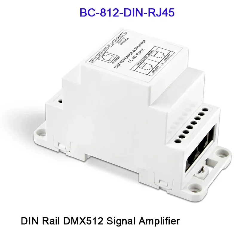 12V-24V DIN Rail DMX512 Signal Amplifier,there is wrong wiring protection at DMX input and output port DMX LED Lamp Controller