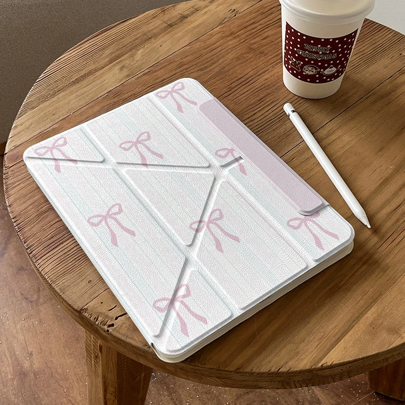 

Ins Pink Bow For Magnetic Tablet Case For iPad Pro 11 12.9 13 A16 M4 M3 M5 Shell 8.3 9.7 10.2 5/6/7/8/9 10/11th Air 4 5 6 Cover