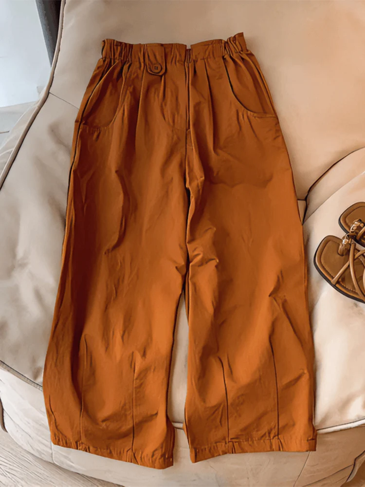 

Брюки с высокой талией и широкими штанинами для женщин, весенне-летние, свободного кроя, с цветочным принтом, утягивающие талию, прямого кроя, повседневные, в корейском стиле