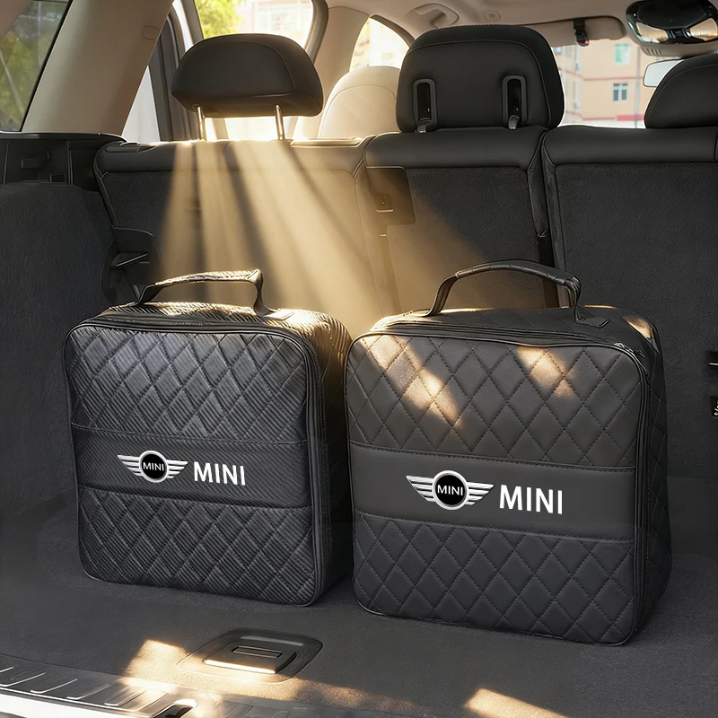 

Car Trunk Leather Storage Bag NEV EV Charging Organizer Box For Mini Cooper JCW Works R56 R50 F54 F55 F56 F57 F60 R52 R53 R55