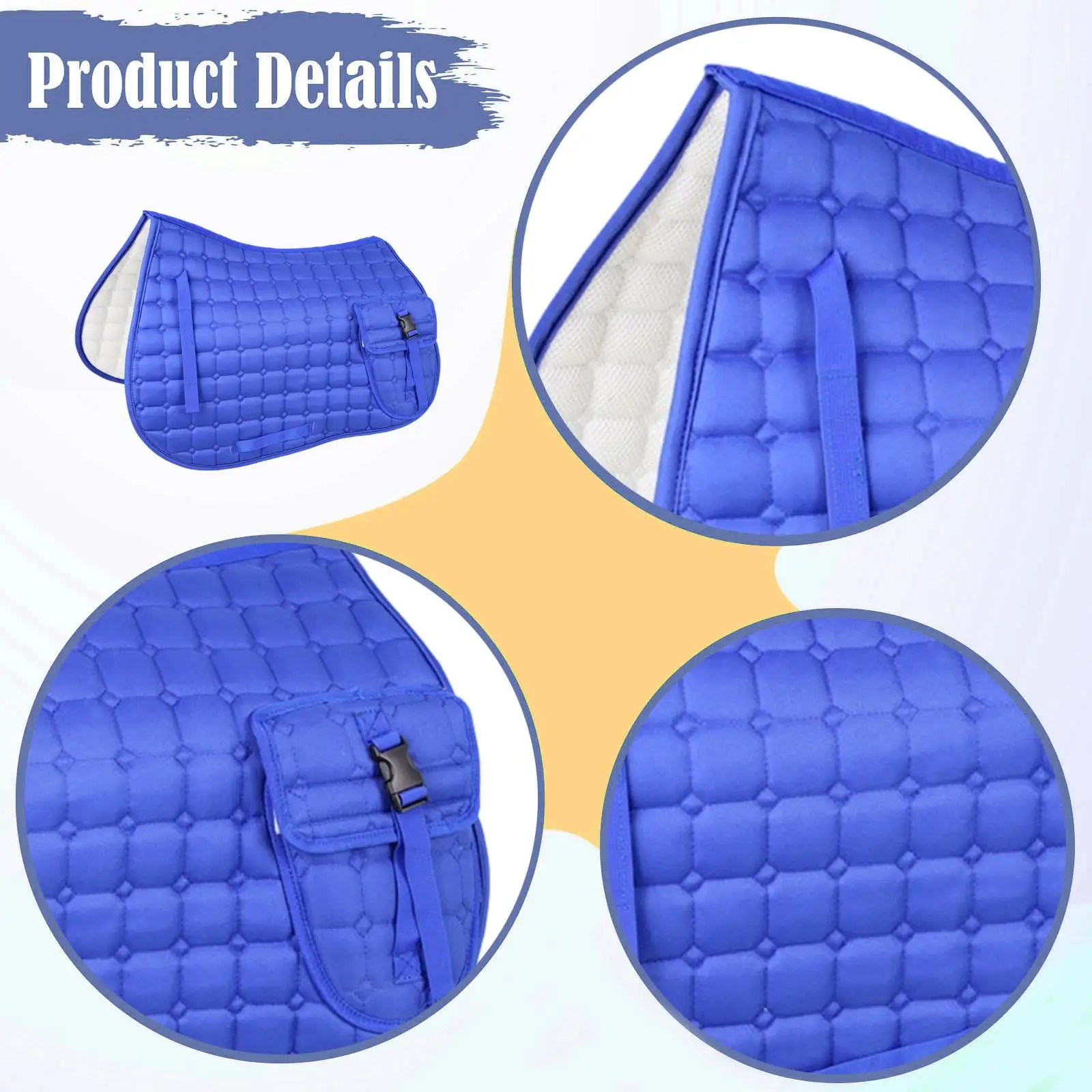 Saddle Pad for Horses with Pocket Non Slip Horse Riding Seat Cushion Shock Absorber Mat for Equestrian Equipment