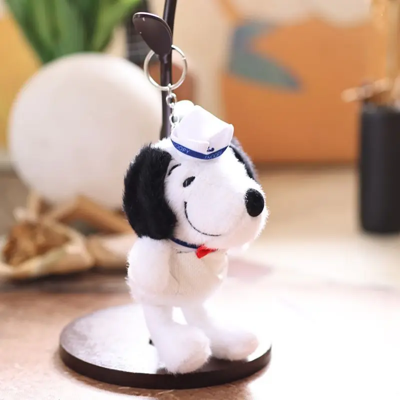 Snoopy Plush Ornament Cartoon Kawaii Blue and White Striped Clothing Plush Pendant Car Ornament Student Backpack Ornament Gift