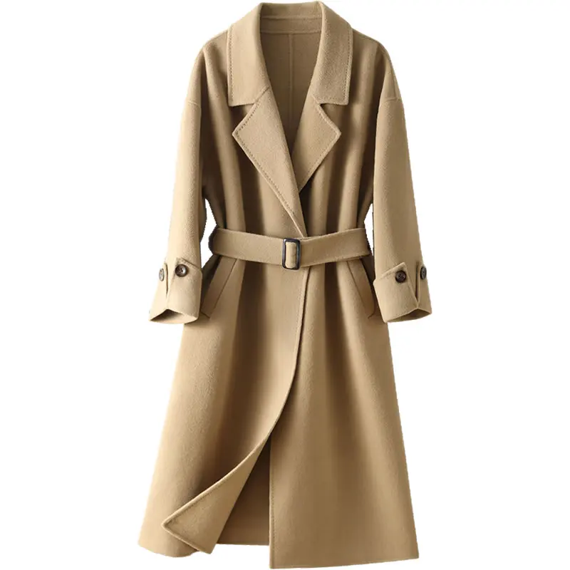 Ladies Winter Autumn Spring 100% Wool Coat Women Pure Woolen Long Coats Top Quality Customized Service MC803