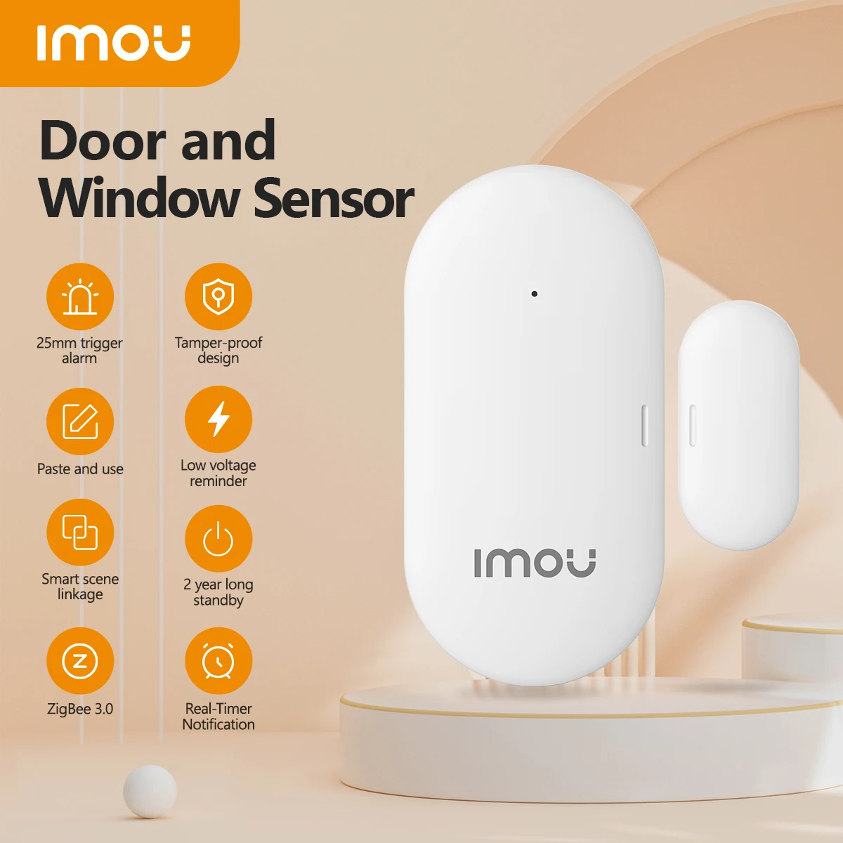 IMOU-Zigbee Sensor Inteligente de Janela e Porta, Proteção de Segurança Doméstica, Notificação em Tempo Real, Imou Life App, 3.0