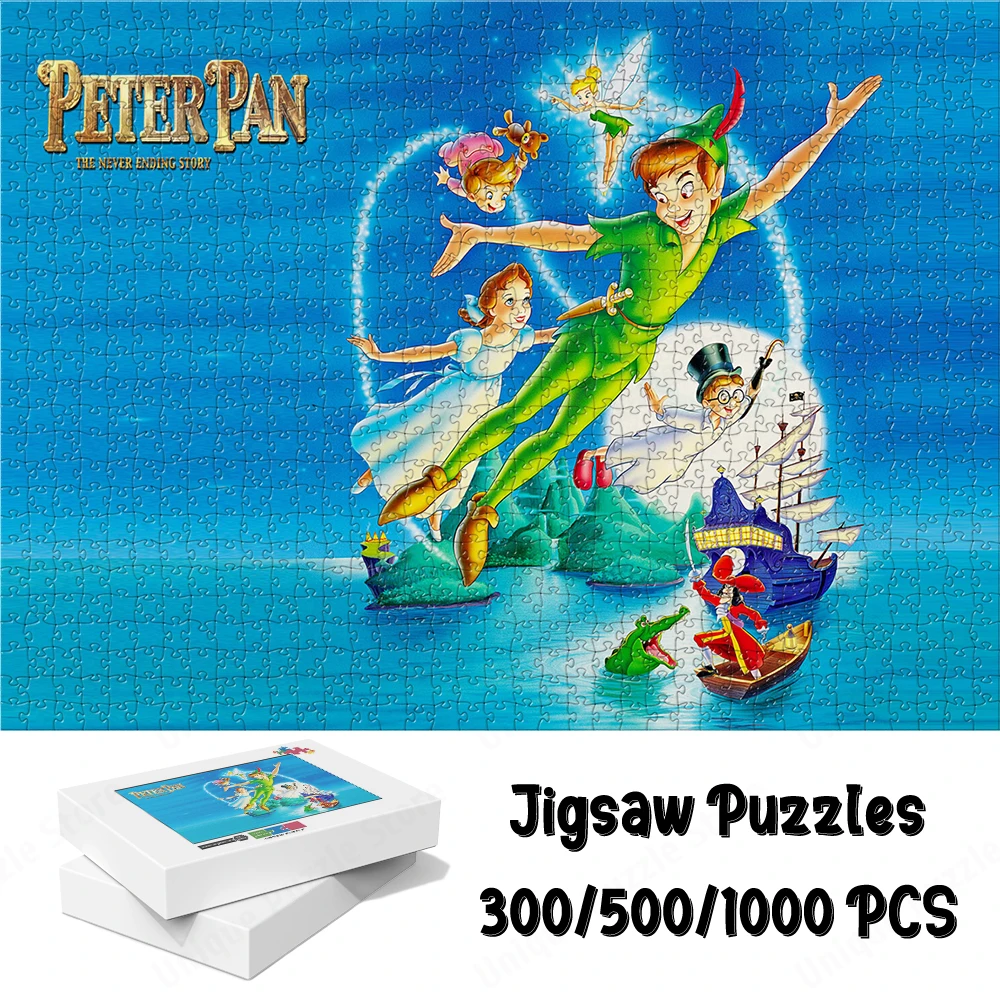 

The Adventures of Peter Pan Puzzle Walt Disney Series Unique Design Jigsaw Puzzle Movie Poster Image Fun Family Game Kids Adults