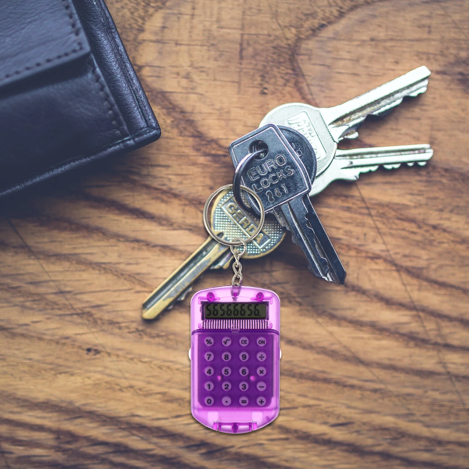 

3pcs Mini Electronic Keychain 8 Digits Lcd Display Pocket Key Ring Portable Student Office Mini Calculator Key Ring Durable Tiny