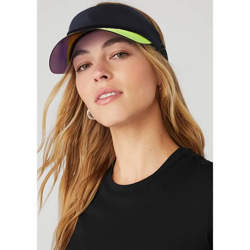 Sport Yoga Gold Sun Visor Hard Hat Brim for Ladies Men Empty Top UV Protect Casual Leisure Running Vacation Baseball Solar Cap