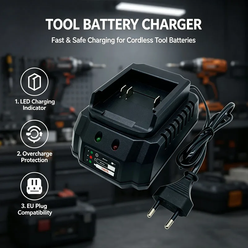 Battery Charger For Makita 18V 21V Electric Drill Wrench Angle Grinder Cordless Power Tool Battery Charger EU Plug