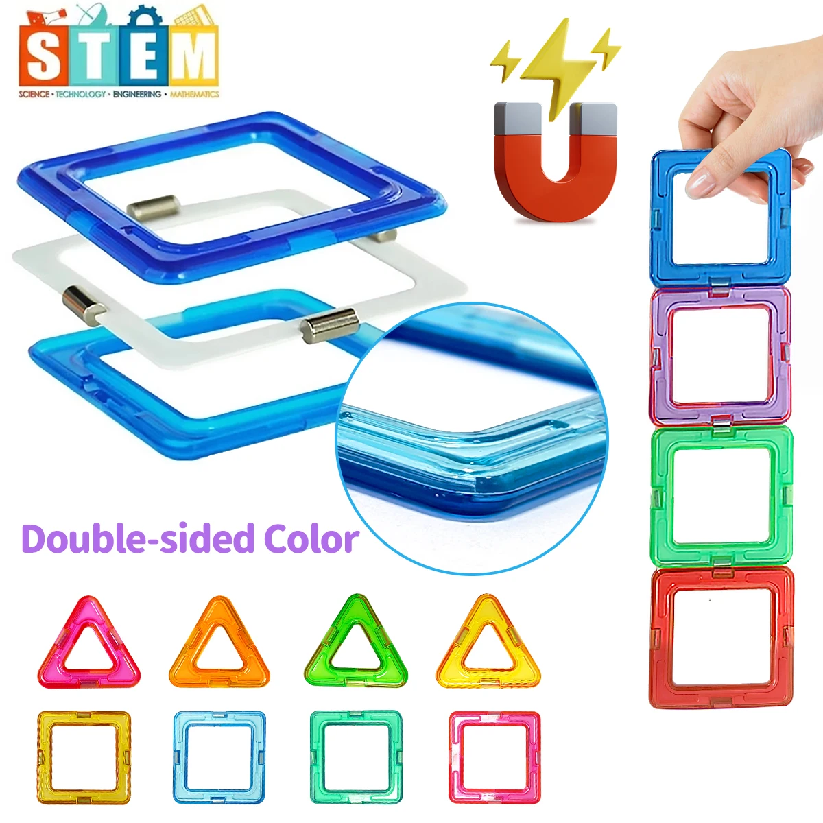 Brinquedo de construção de bloco magnético – Design de quebra-cabeça 3D colorido, melhora a criatividade e habilidade motora fina, presente perfeito de Halloween e aniversário