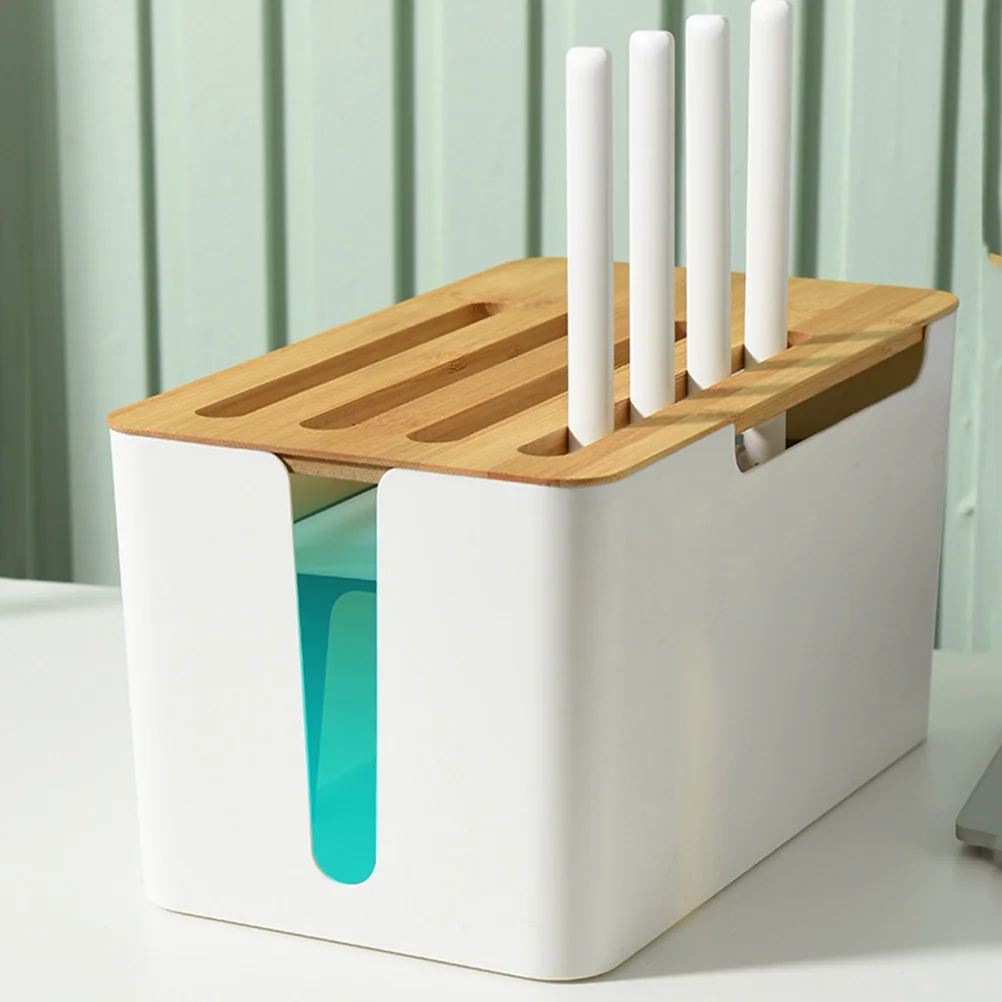 

Wire Storage Box Cable ganizer Home Desk Utility Shelf Router Case Power Line Manager Sturdy HIPS PP Bamboo Bathroom