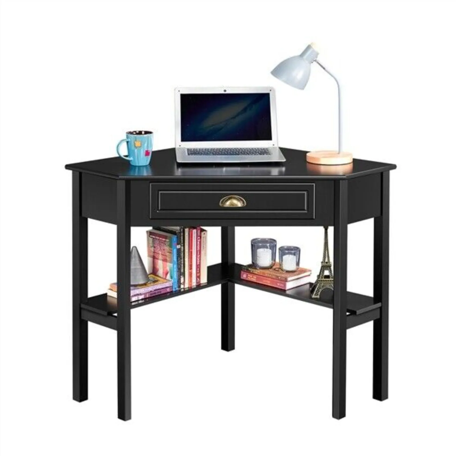 Corner Computer Desk Dressing Table w/Storage Drawer & Shelves for Home Office United States